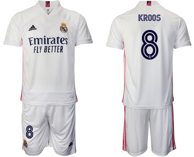 Men 2020-2021 club Real Madrid home #8 white Soccer Jerseys